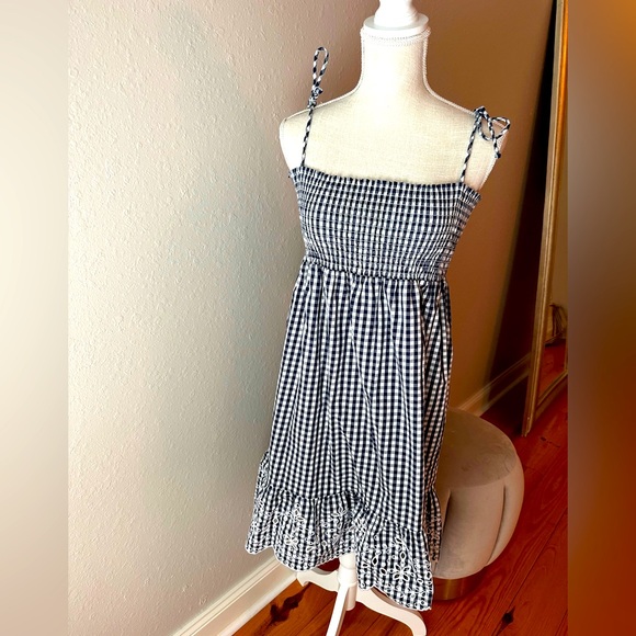 Tory Burch tie shoulder dress with embellishments at bottom. - Picture 1 of 7